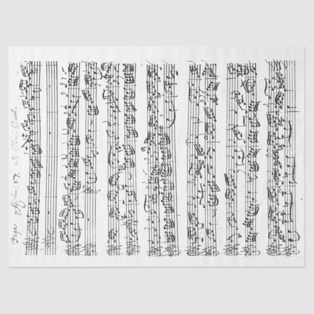 1700 Music Fugue Composition Handwritten with Note Tissue Paper (Front)
