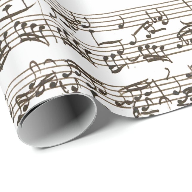 1700 Music Fugue Composition Handwritten with Note Wrapping Paper (Roll Corner)