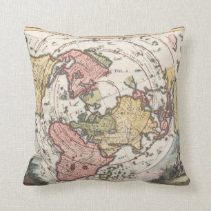 1700 World Map Pillow