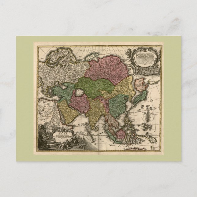 1700's Map of Asia Postcard (Front)