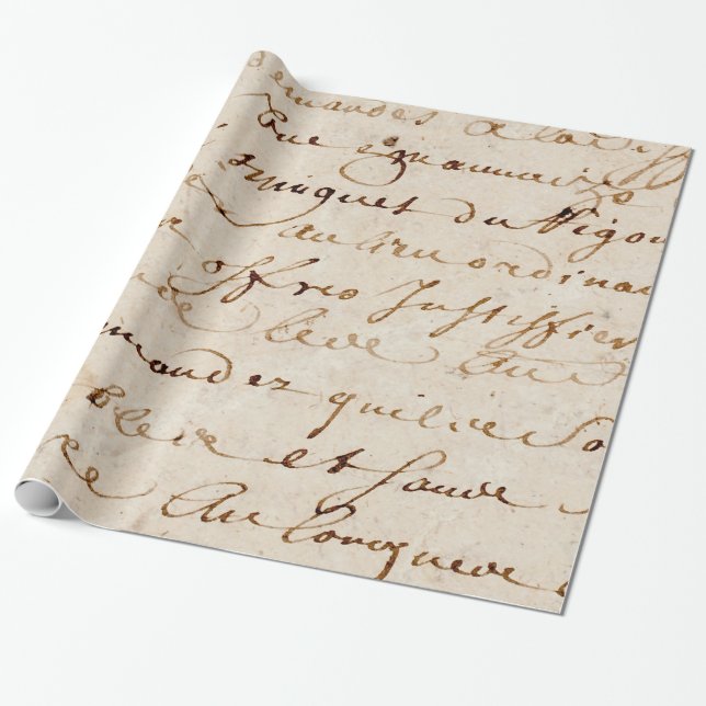 1700s Vintage French Script Grunge Parchment Paper (Unrolled)