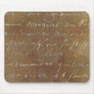 1700s Vintage French Script Tan Parchment Paper Mouse Pad