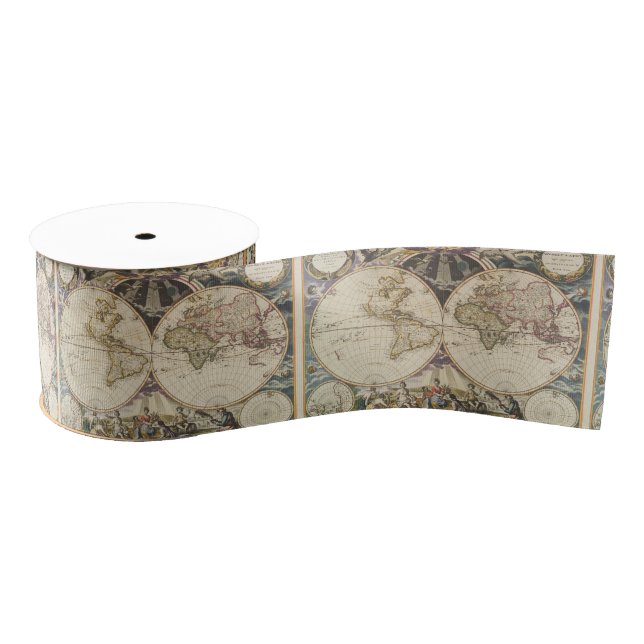 1702 A new map of the world Grosgrain Ribbon (Spool)