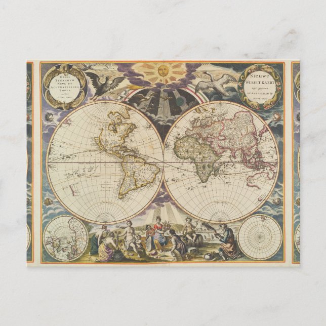 1702 A new map of the world Postcard (Front)