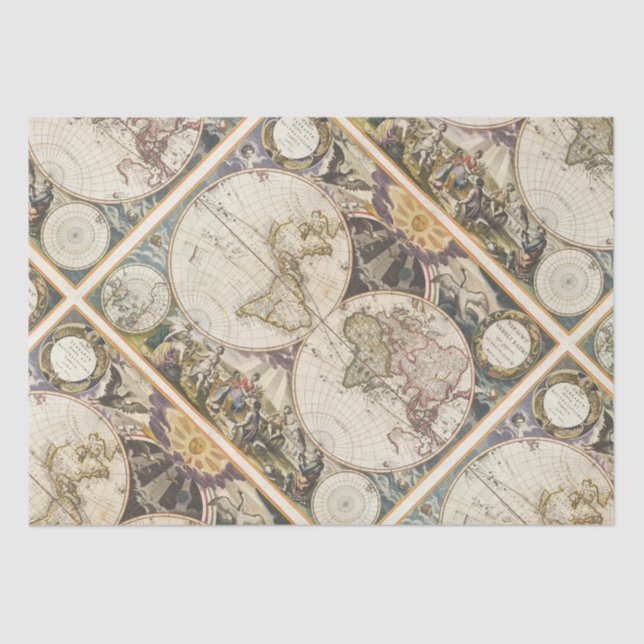1702 A new map of the world Tissue Paper (Front)