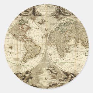 1708 World Map by Jean Baptiste Nolin Classic Round Sticker