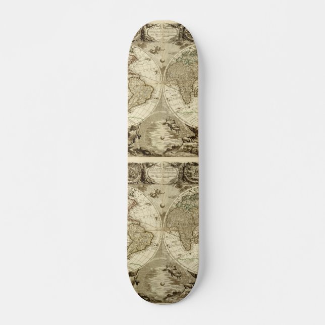 1708 World Map by Jean Baptiste Nolin Skateboard (Front)