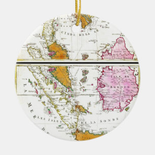 1710 Ottens Map of Southeast Asia Singapore Thai Ceramic Tree Decoration