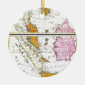 1710 Ottens Map of Southeast Asia Singapore Thai Ceramic Tree Decoration