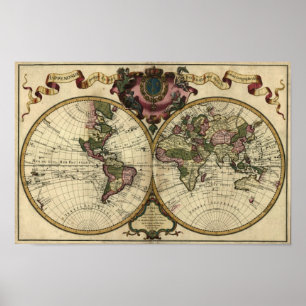 "1720 Guillaume deLisle" Olde Worlde Map Poster