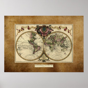 "1720 Guillaume DeLisle" Olde Worlde Map Poster