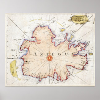 1721 Antigua Map Poster