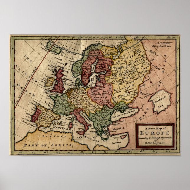 1721 Map of Europe Poster (Front)
