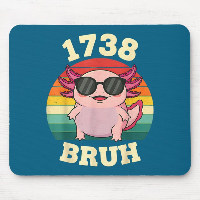 1738 axolotl meme retro funny design  mouse pad (Front)