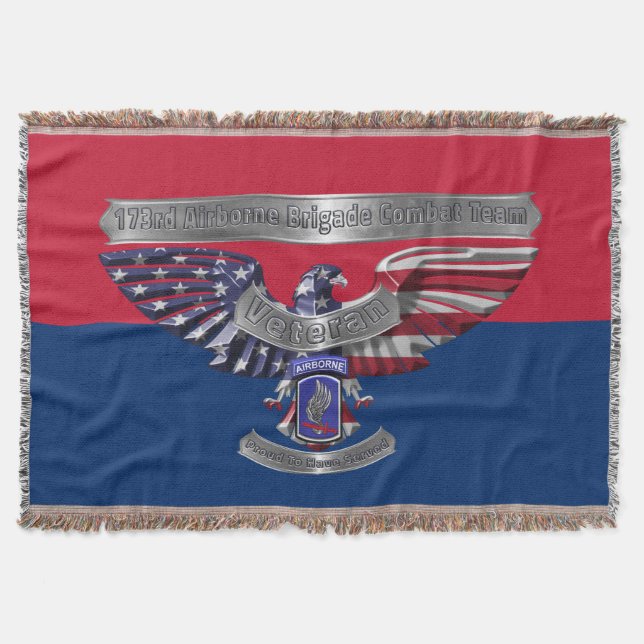 173rd Airborne Brigade Proud Veteran Throw Blanket (Front)