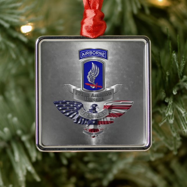 173rd Airborne Brigade Veteran Christmas Metal Ornament (Tree)