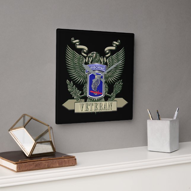 173rd Airborne Brigade Veteran Square Wall Clock (Office)
