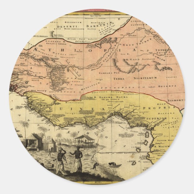 1743 West Africa Map Classic Round Sticker (Front)