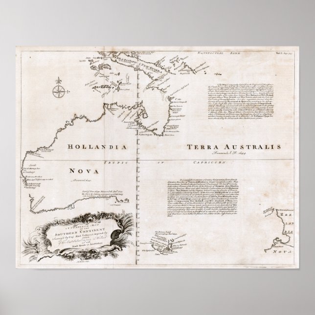 1744 Australia Map Poster (Front)
