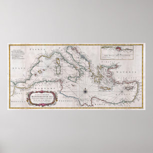 1745 Seale Map or Chart of the Mediterranean Sea