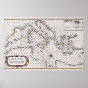 1745 Seale Map or Chart of the Mediterranean Sea