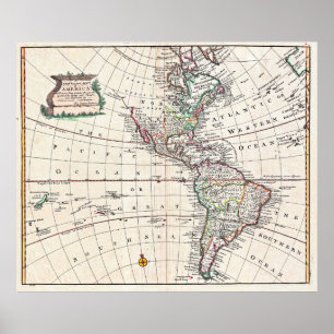 1747 Bowen Map of North America and South America Poster
