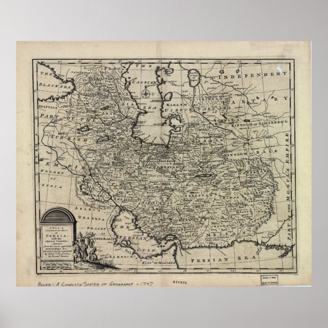 1747 New and Accurate Map of Persia Emanuel Bowen Poster (Front)