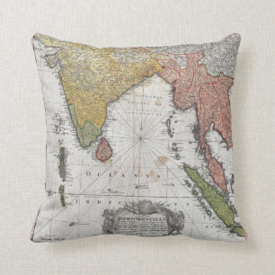1748 Homann Heirs Map of India and Southeast Asia Cushion