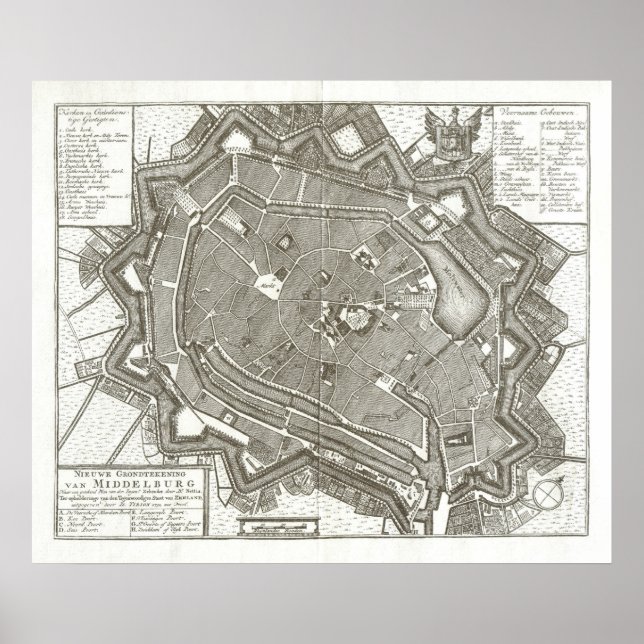 1751 map of Middelburg, Netherlands Poster (Front)