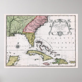 1755 Carolina and Florida and the Bahamian Islands Poster