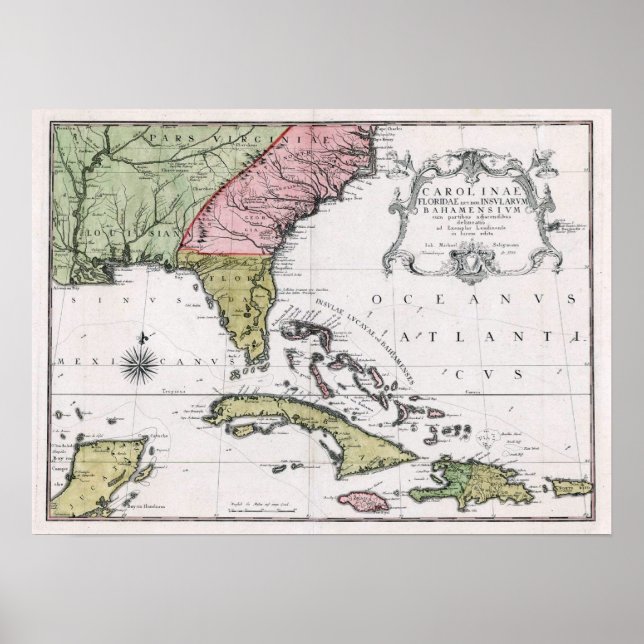 1755 Carolina and Florida and the Bahamian Islands Poster (Front)