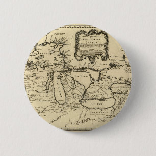 1755 Great Lakes and New France / Canada Map 6 Cm Round Badge