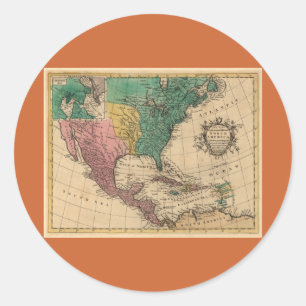 1763 North America Map Classic Round Sticker