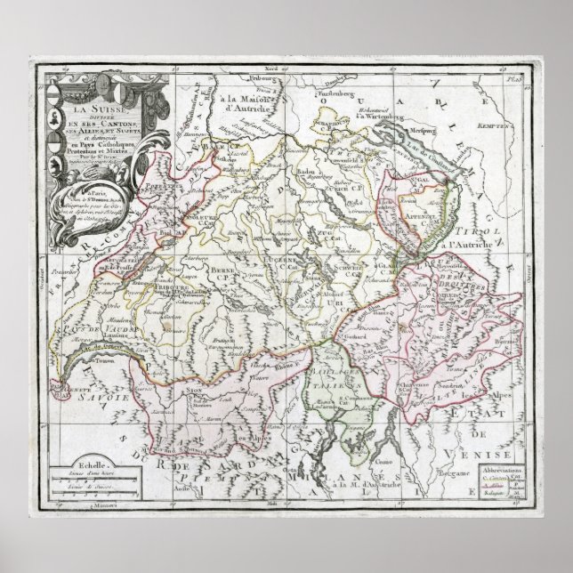 1764 La Suisse Map Poster (Front)