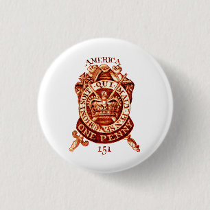 1765 American Tax Stamp 3 Cm Round Badge
