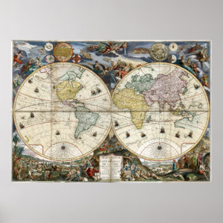 1766 World Map Poster