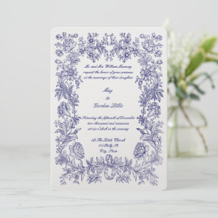 1770 Botanical Floral Border Print Wedding Invitation