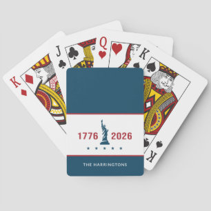 1776 2026 America 250th Anniversary Patriotic Blue Playing Cards