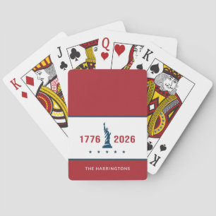 1776 2026 America 250th Anniversary Patriotic Red Playing Cards