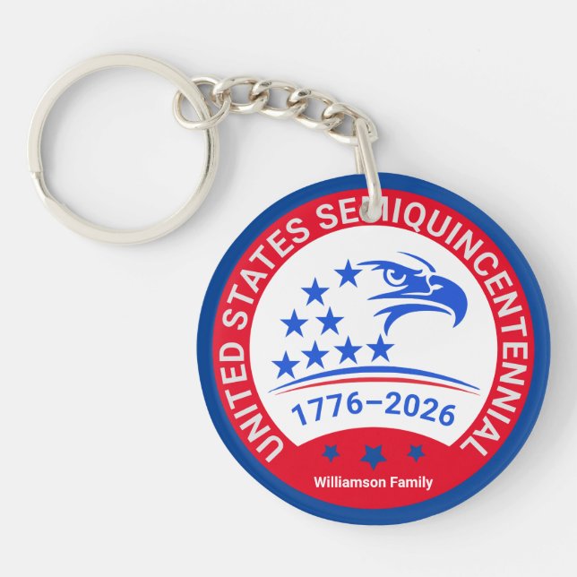 1776–2026 Eagle Emblem • Personalized Keepsake Key Ring (Front)