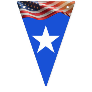 1776–2026 Editable 16-Flag Red-White-Blue America Bunting