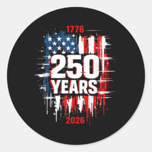 1776-2026 Patriotic American nge Flag 250 Years Classic Round Sticker