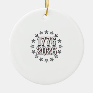 1776 2026 Patriotic Stars Vintage Vector Design_1 Ceramic Ornament