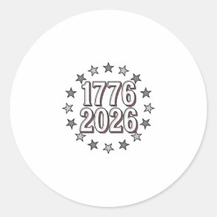 1776 2026 Patriotic Stars Vintage Vector Design_1 Classic Round Sticker