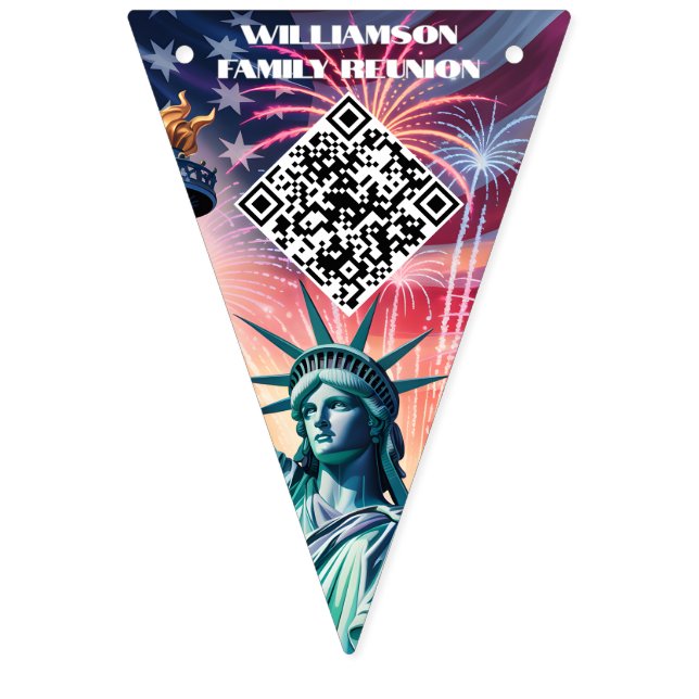 1776–2026 QR Bunting • Edit Text & Link in Minutes (Ninth Flag)
