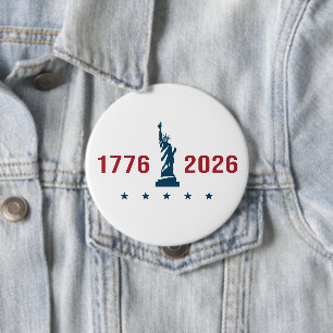 1776 2026 Statue of Liberty Patriotic American 10 Cm Round Badge