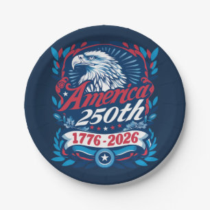 1776-2026 USA 250th Anniversary Vintage Patriotic Paper Plate