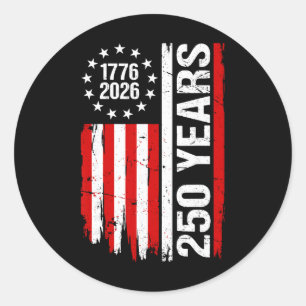 1776 2026 Usa Flag - Cool 250th Anniversary 4th Ju Classic Round Sticker