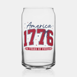 1776 America 250 Years for Freedom Can Glass