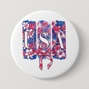 1776 America 4th of July USA Floral Flowers 7.5 Cm Round Badge